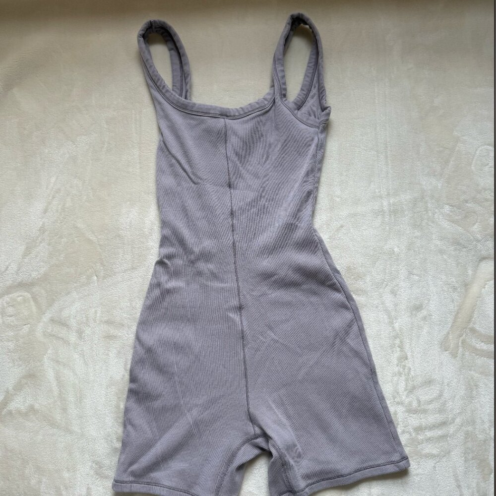 SKIMS Sleeveless Scoop-Neck Ribbed Romper in Taupe - Picture 6 of 6